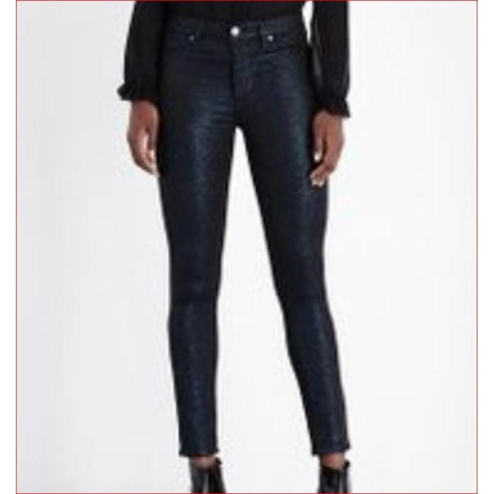 Paige women jeans Hoxton Ankle Jade Shimmer Coating black green 25 MSRP $249